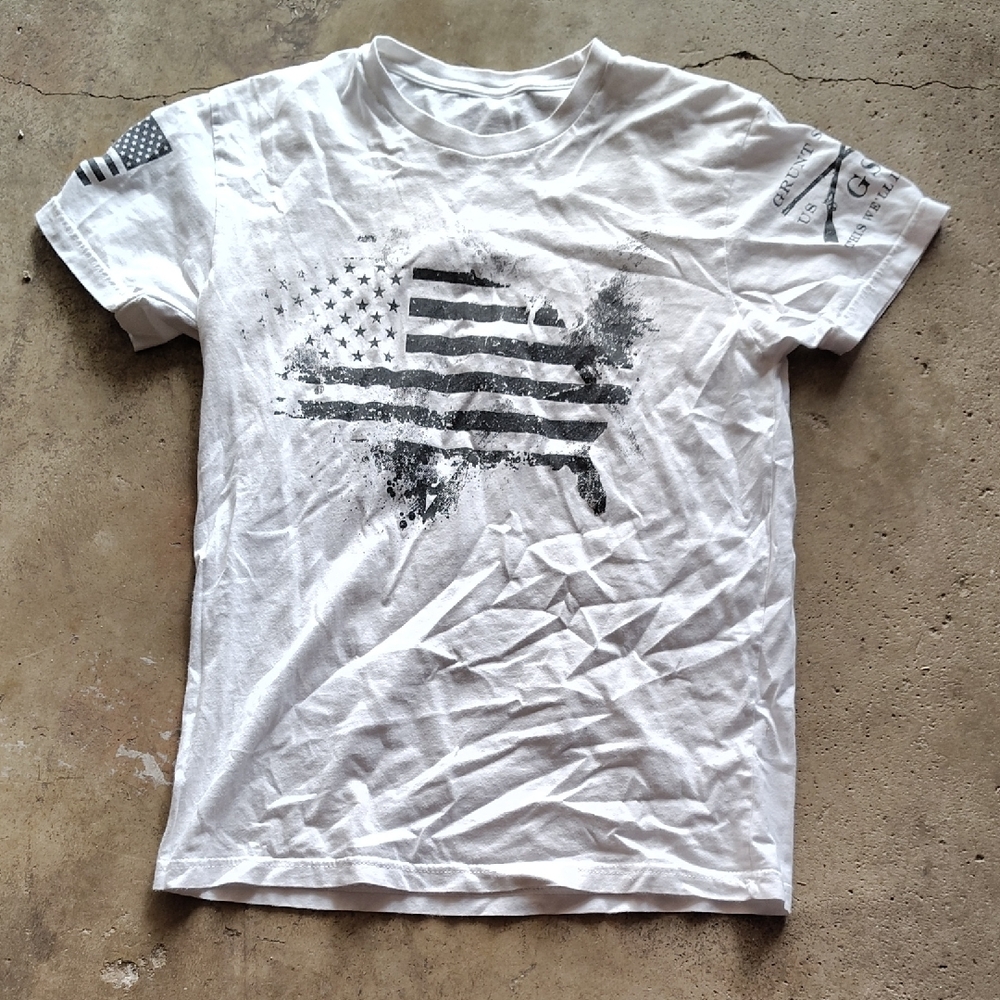 Grunt Style White American Flag Men's T-Shirt